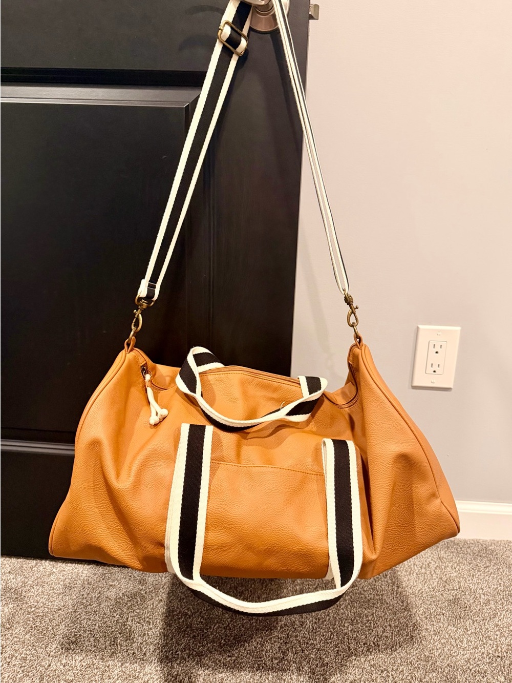 Target Tan and Black Striped Weekend Duffel Bag